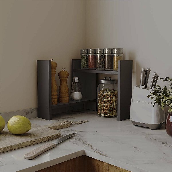 Suporte Organizador de Bancada para Cozinha Preto