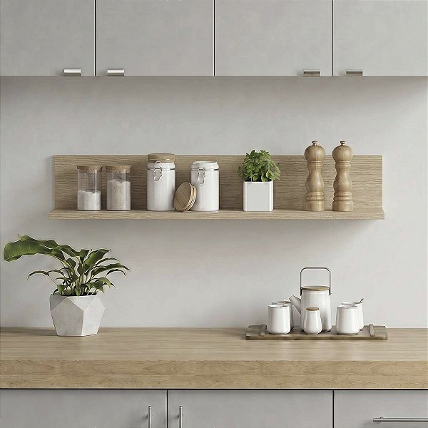 Prateleira Decorativa de Parede para Cozinha Odda Carvalho