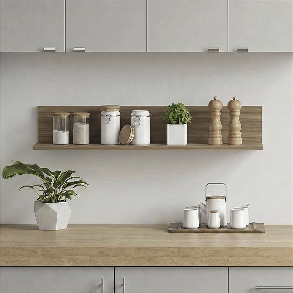 Prateleira Decorativa de Parede para Cozinha Odda Freijó