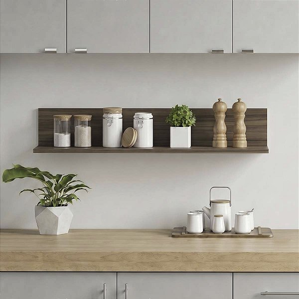 Prateleira Decorativa de Parede para Cozinha Odda Nogal