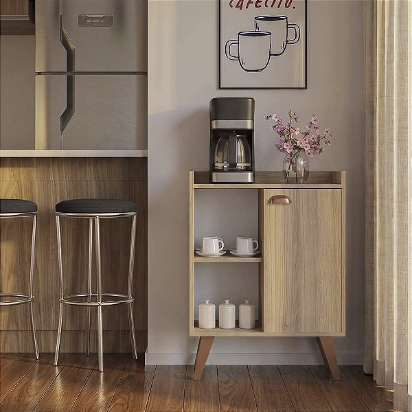 Aparador Caffe Organizador Mumbai Carvalho com Puxador Rose Gold