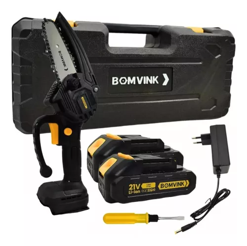 Bomvink BOM-9103 Motosserra Elétrica Portátil 8 Polegadas 21v Com Bateria Preto