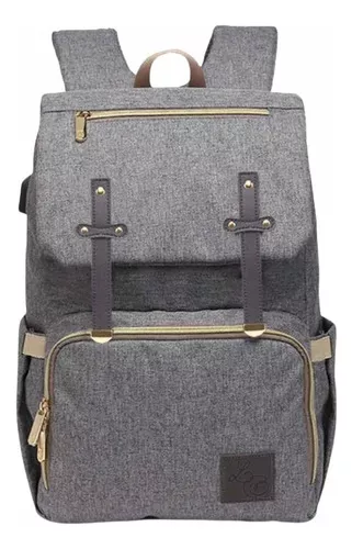 Mochila De Maternidade Ayane Cinza Laço Bebê