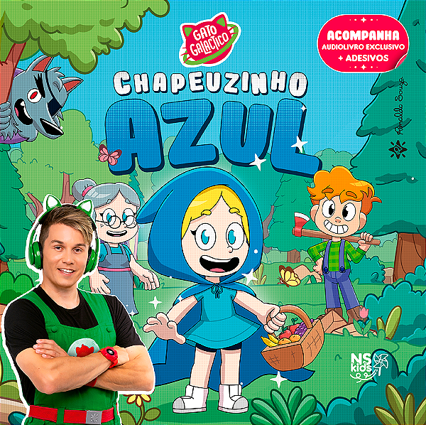 Gato Galáctico Em Chapeuzinho Azul - Acompanha AudioBook Exclusivo + Cartela de Adesivos