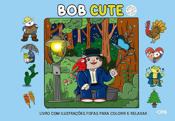 BOB CUTE – CAPA DURA AZUL: Livro com ilustrações fofas para colorir e relaxar