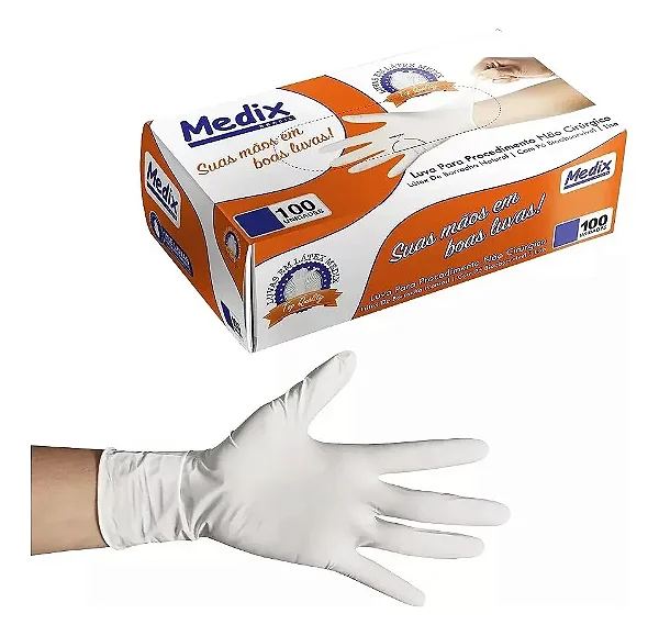 Luva de Procedimento Descartável Látex Com Pó Tam P C/100