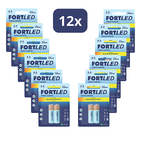 Kit Pilha Zinco AA com 24 unidades 12x2 FORTLED