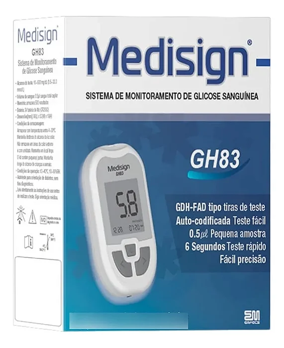 Kit Aparelho Medidor De Diabetes Glicose Glicemia Medisign