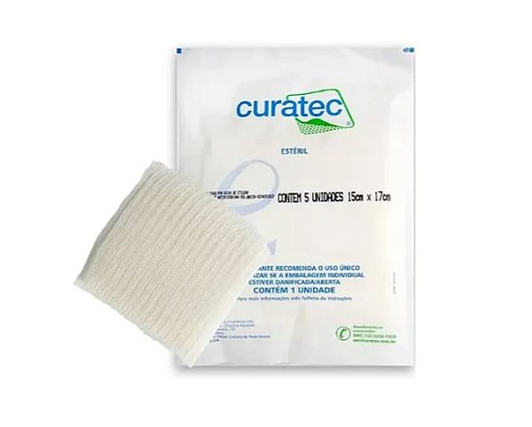 Gaze Curatec Antimicrobiana com PHMB 10cm x 10cm - 5 Unidade