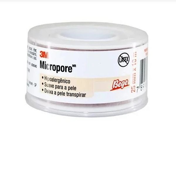 Fita Micropore da 3M 25mm x 10mt Bege