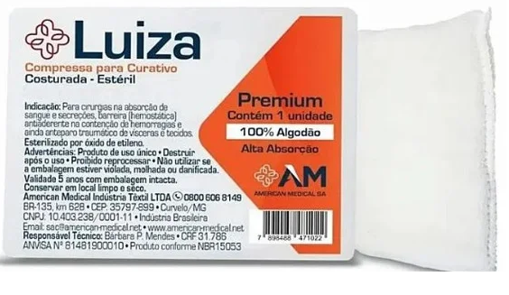 Luiza - Curativo Cirúrgico Algodonado Estéril 10cm x 15cm Unid. Zobec