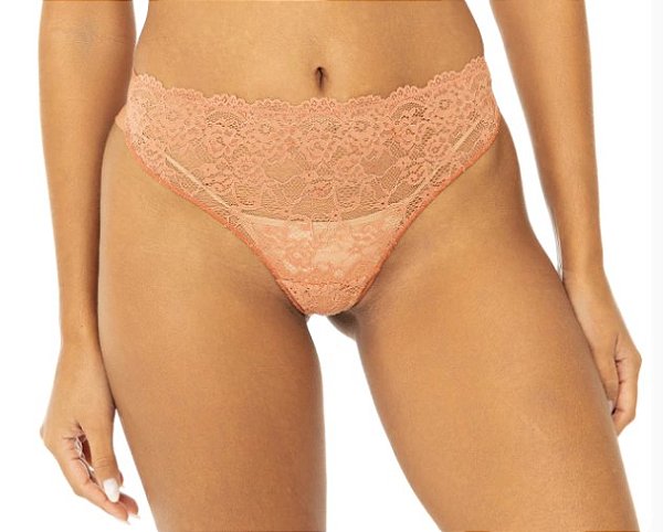 Calcinha em renda com fio dental duplo em microfibra avela