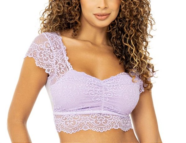 Sutia cropped em renda e tule branco