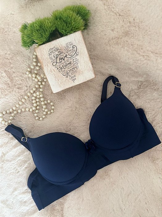 Sutia com bojo em microfibra - azul marinho