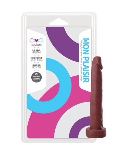 Vibrador prótese maciça cor chocolate