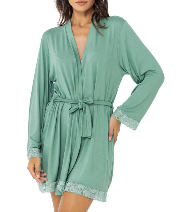 Robe em malha com detalhes em renda - preto - tam u