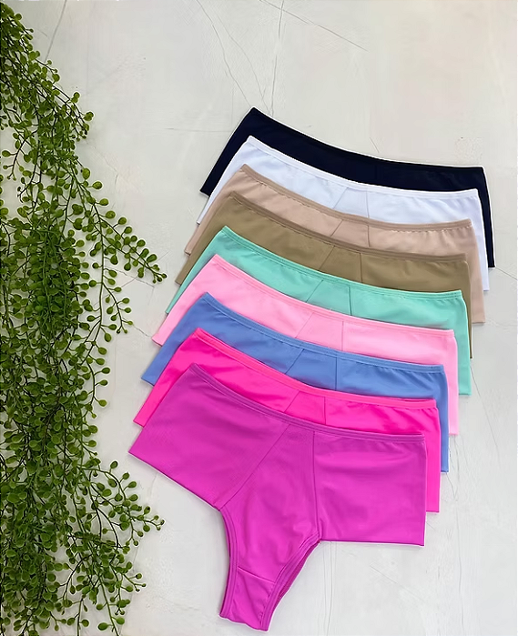 Calcinha microfibra cós alto