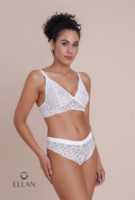 Sutiã sem bojo e sem aro em renda - branco