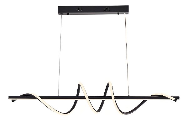 Lustre Pendente Led Design Espiral Preto Moderno 3 Cores Luz
