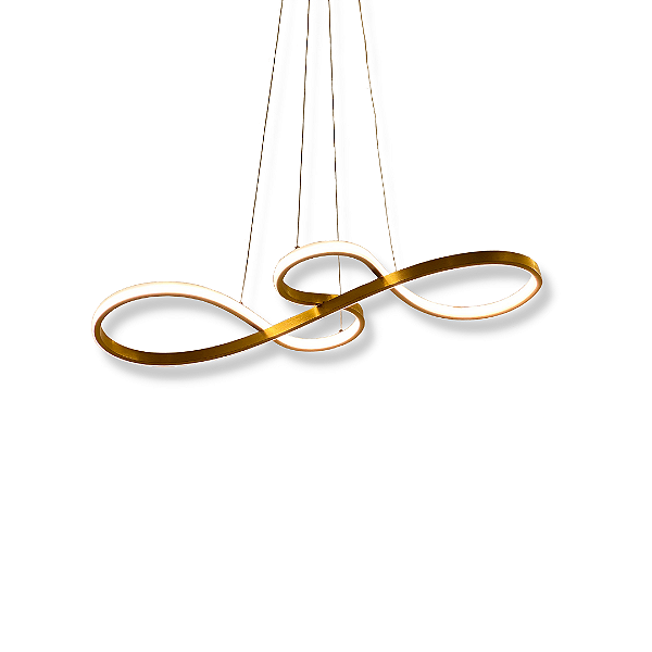 Lustre Luminária Pendente 75cm Dourado Led 40w 3Cores de Luz