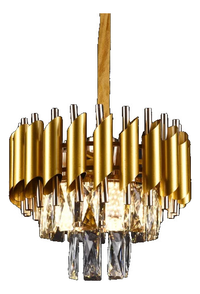 Lustre Pendente Cristal Redondo Dourado 30cm Sala de Jantar