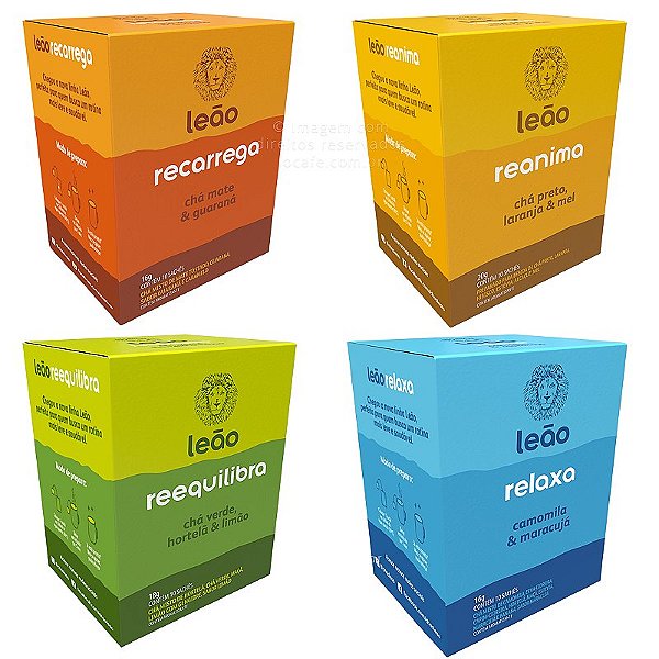 Combo Chá Leão Funcionais - 4 Sabores / 40 Sachês