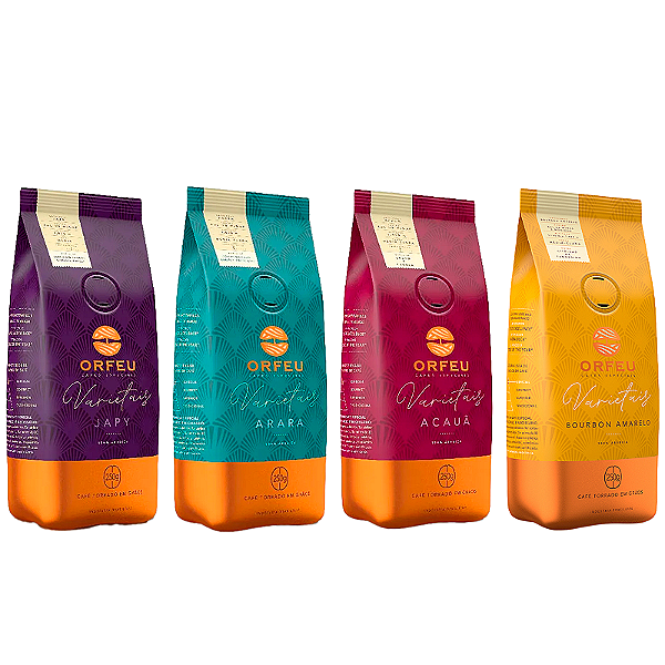 Café em Grãos Orfeu Varietais Japy, Arara, Acauã e Bourbon Amarelo - Combo 4 x 250g