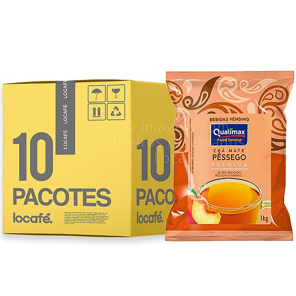 Chá Mate Solúvel Sabor Pêssego em Pó Qualimax Vending - 10Kg (10x1kg)