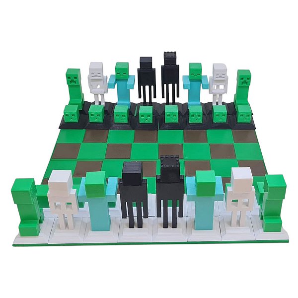 Jogo De Xadrez Minecraft Peças E Tabuleiro
