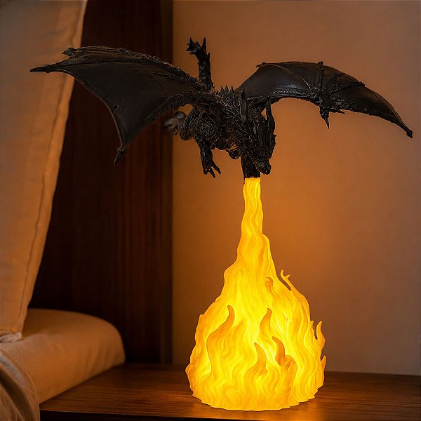 Luminária Dragão De Fogo Abajur Mesa