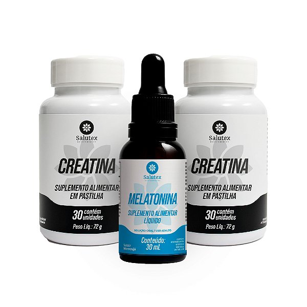 Energia Máxima de dia, Sono Perfeito à noite! 2 Creatina + 1 Melatonina