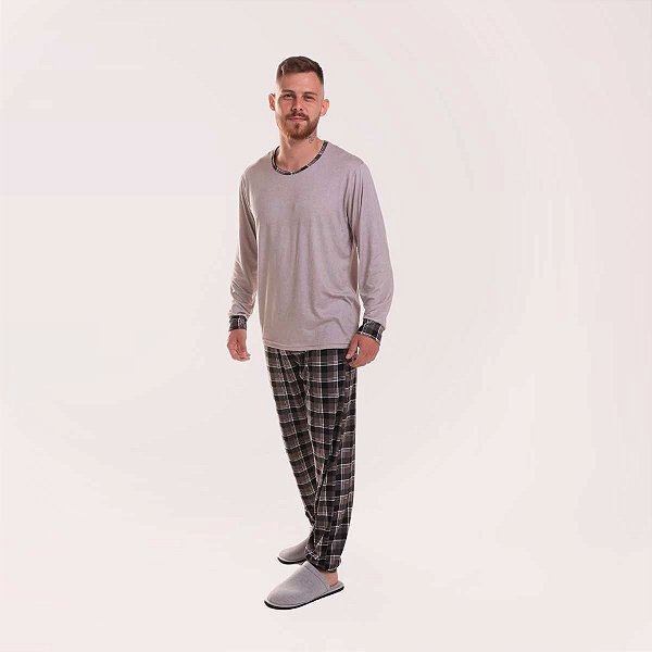 Pijama Masculino Longo Xadrez Suede
