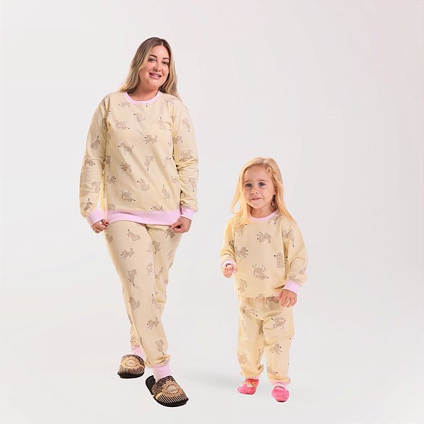 Pijama Feminino Longo Cachorro Brilha