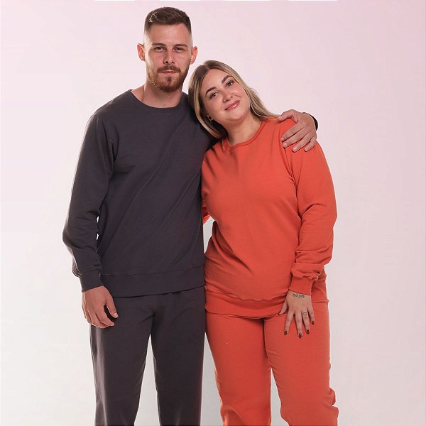 Pijama Feminino Longo Moletinho Felpado Terracota