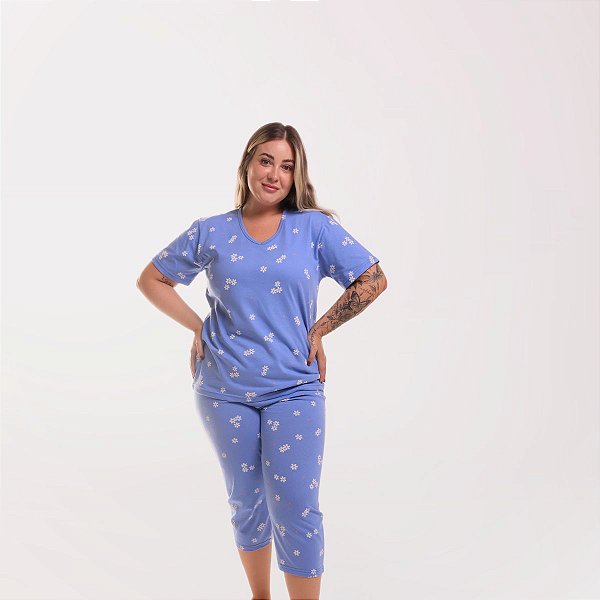 Pijama Capri Azul Floral