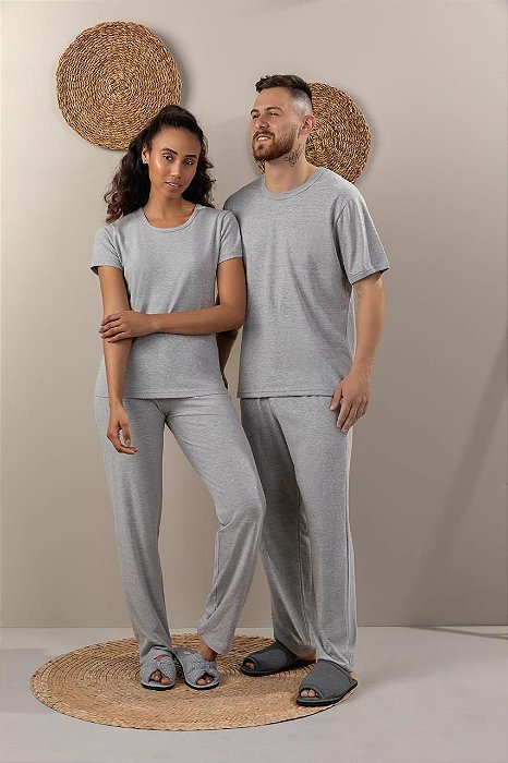 Pijama Masculino Meia Estação Cinza Mescla