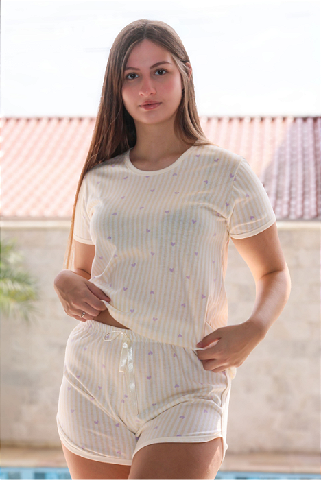 Pijama Feminino Verão Candy Listrado