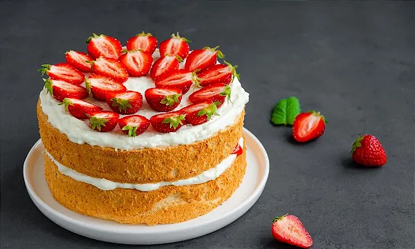 Bolo de Ninho com Morango