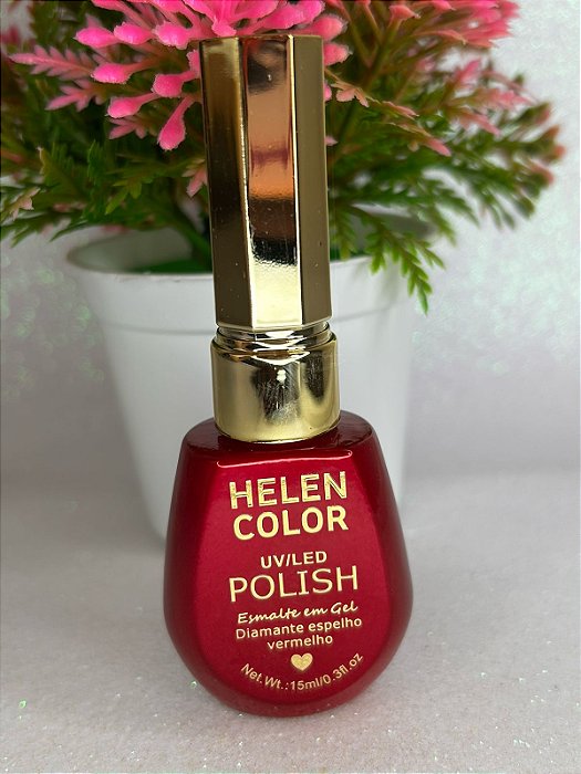 Esmalte em Gel Helen Color Diamante Espelho Vermelho 15ml Cor 5