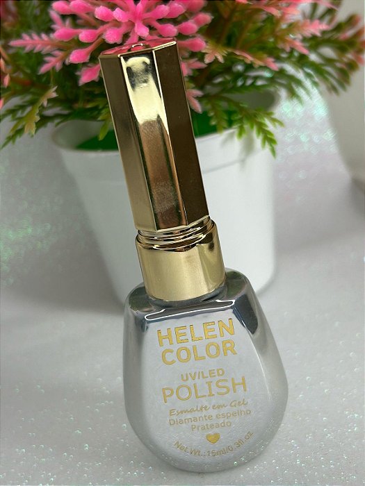 Esmalte em Gel Helen Color Diamante Espelho Pratedo 15ml Cor 1
