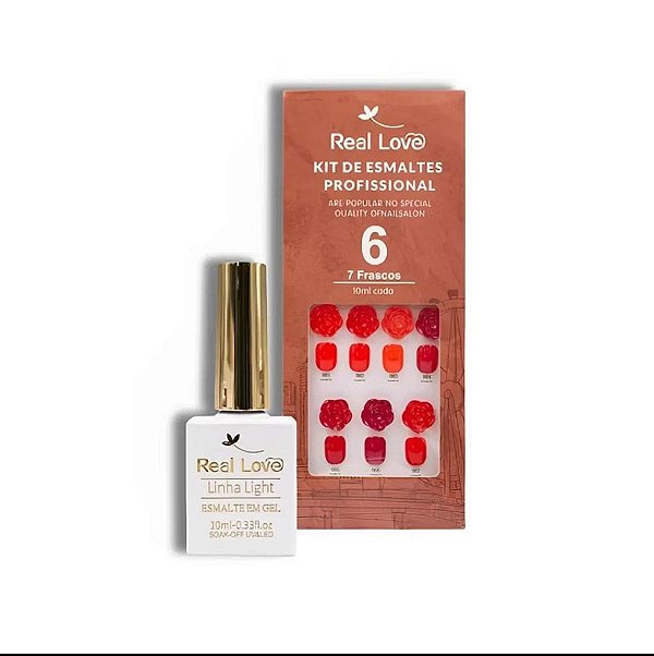 Kit com 7 Esmaltes em Gel de 10ml cada com Expositor Nº6 Real Love