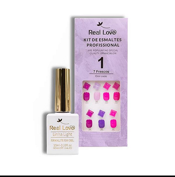 Kit com 7 Esmaltes em Gel de 10ml cada com Expositor Nº1 Real Love
