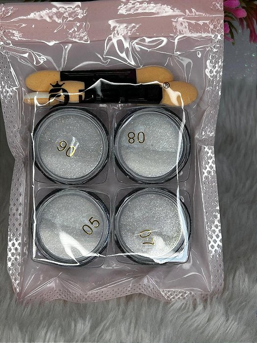 Kit Pó Cromado com Glitter Fino 4 cores Dafu