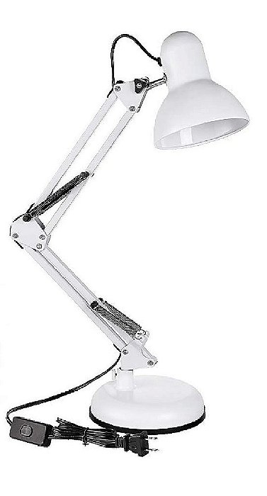 Luminária de Mesa Articulada Pixar com Base Branca