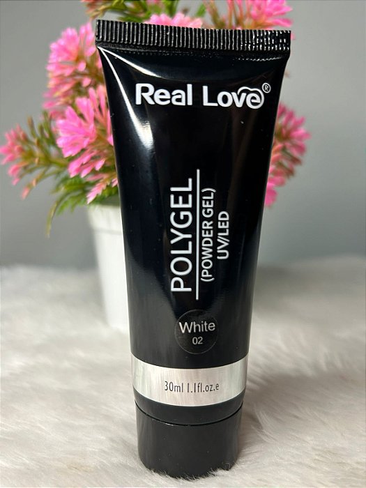 Polygel Powder para Alongamento de Unhas Real Love 30ml Cor 02 Branco