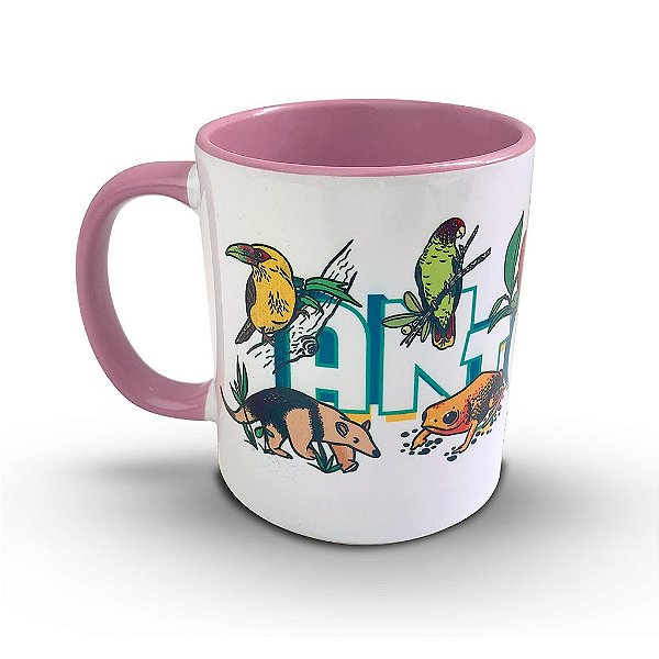 CANECA FAUNA - FUNDO ROSA