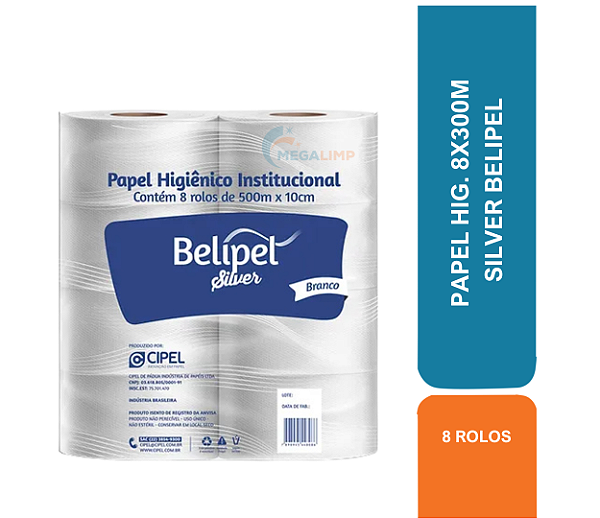 PAPEL HIG. 8X300M SILVER BELIPEL COD 80034