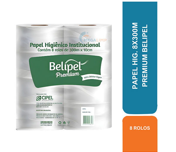 PAPEL HIG. 8X300M PREMIUM BELIPEL COD 80036