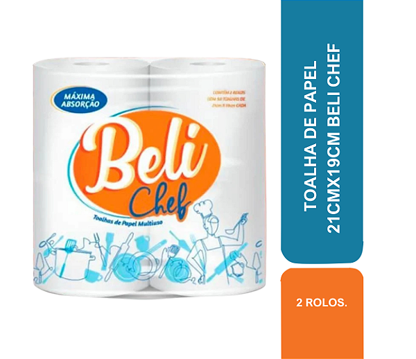 TOALHA DE PAPEL 2 ROLOS 21CMX19CM BELI CHEF COD 80033