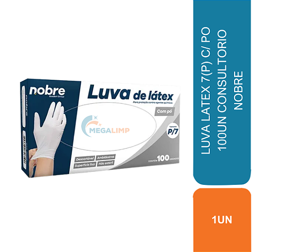 LUVA LATEX 7(P) C/ PO 100UN CONSULTORIO NOBRE